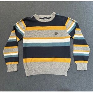 Volcom Boys S Duderstated Sweater Striped Crewneck Skate Surf Cotton Blue Gold